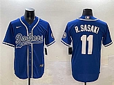 Men's Los Angeles Dodgers #11 Roki Sasaki Royal With Patch Cool Base Stitched Jersey,baseball caps,new era cap wholesale,wholesale hats